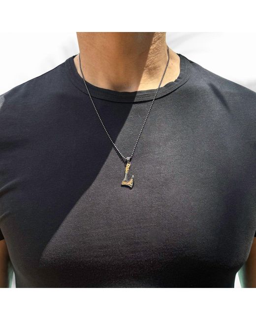 Ebru Jewelry Metallic Viking Warrior Axe Sterling & Pendant Chain Necklace for men