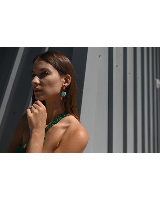 The Pink Reef Blue Penelope Handcrafted Gem Floral