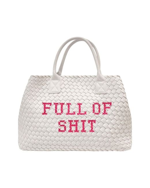 Lilly Loves White Vegan Full Of Shit Woven Handbag