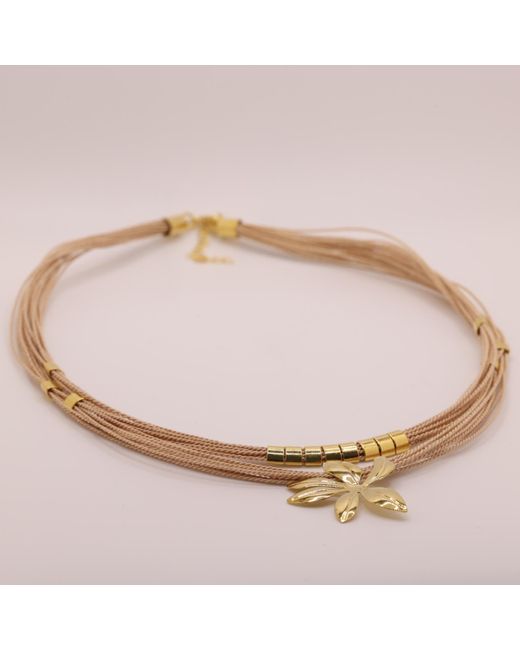 Nart Nature Making Art Metallic Neutrals The Flower Buriti Natural Fiber Necklace