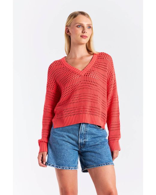Brodie Cashmere Red Sarah Stitch Cropped V