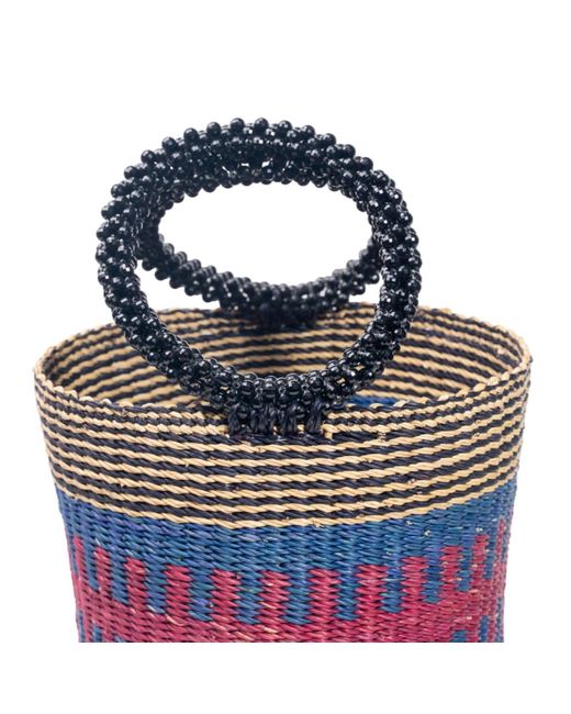 ORTUS Blue Naa Straw Bucket Bag