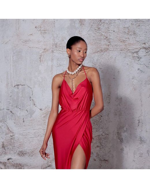 Aggi AGGI by HALEWSKI Kim Midi Dress in Red | Lyst