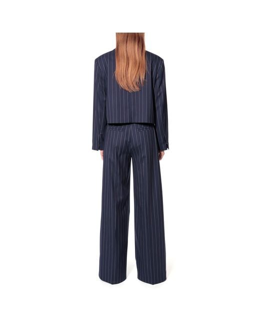 AGGI by HALEWSKI Blue Stacey Mood Tennis Stripe Wide Trousers
