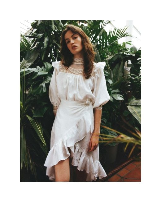 Lisa The Label White Le Jardin Tiger Lily Blouse