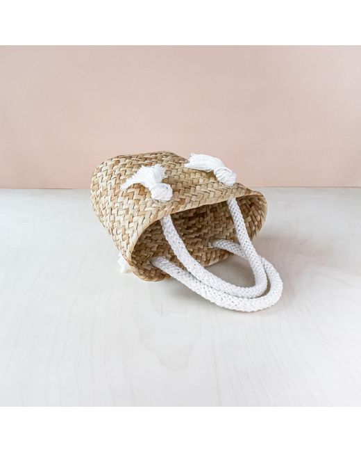 LIKHÂ White Oat Small Classic Tote Bag With Braided Handles