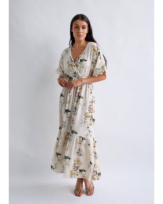 Why Mary Natural Vintage Garden Party Floral Maxi Dress