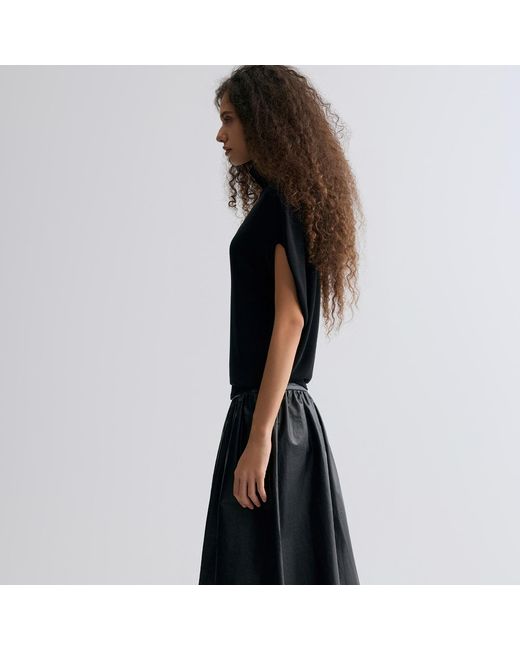 FRONT ROW SHOP Black Mousse Circular Tee
