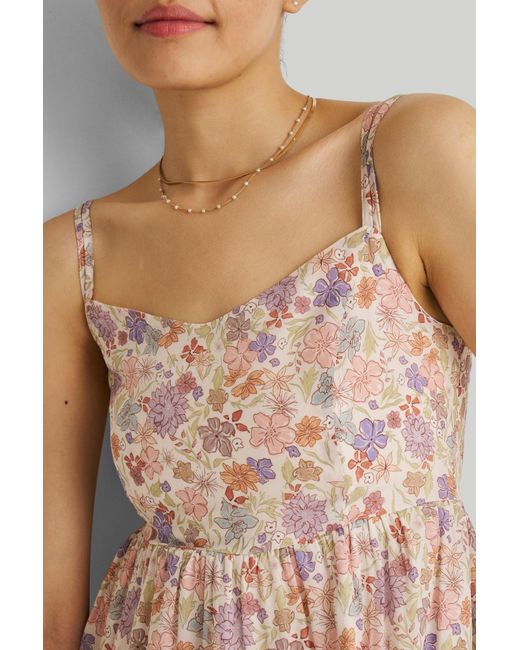 REISTOR White Strappy Gathered Printed Midi Dress