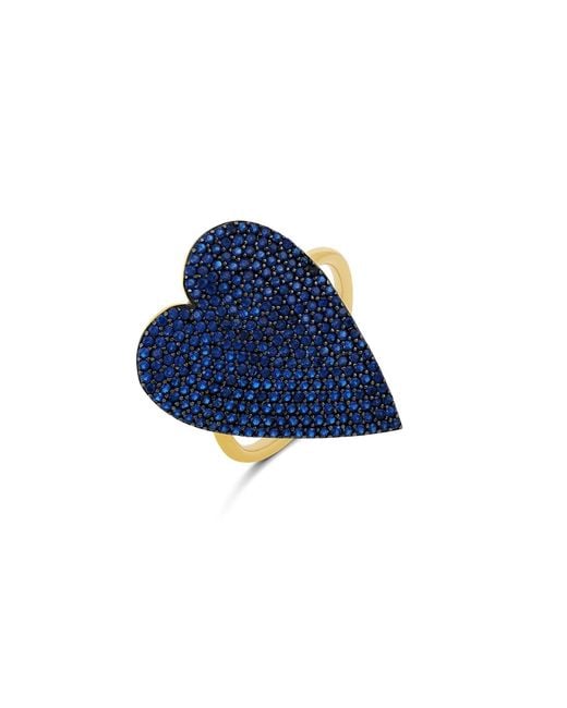SHYMI Blue Pave Heart Ring