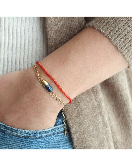 Kris Nations Chill Pill Enamel Bracelet Gold Filled & Blue Enamel