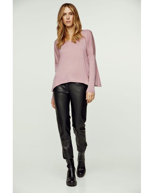 Conquista Pink Knit Handkerchief Hem Top