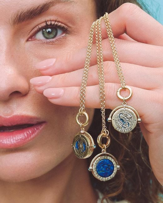 Fable England Metallic Scorpio Zodiac Spinner Necklace