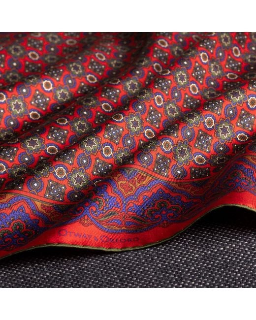 Otway & Orford Purple 'Millefiori' Silk Pocket Square for men