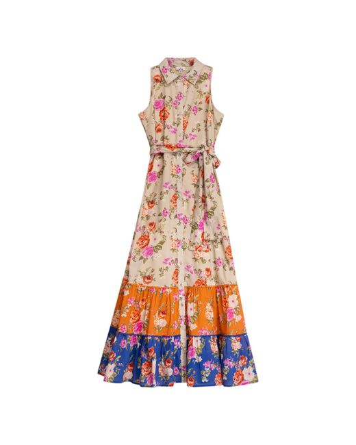 Niza Orange Long Dress With Ruffles Rosys