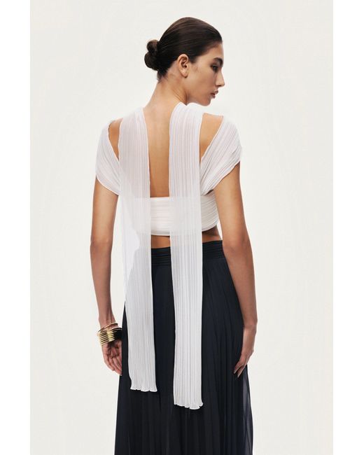 Nocturne White Strapless Draped Bustier Top