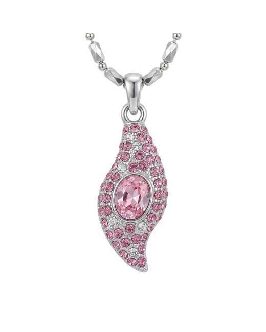 Modenaire Metallic Fuchsia Crystal Floral Pendant Necklace