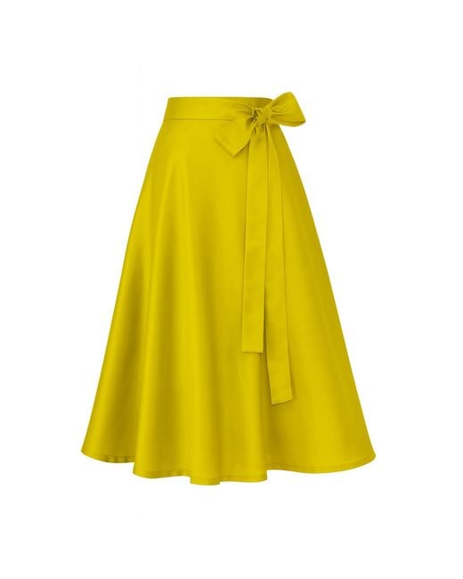 Richa Sharma Yellow Wrap Around Midi Skirt