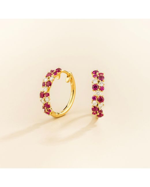 Juvetti Metallic Starry Huggie Earrings Set With Ruby & Diamond