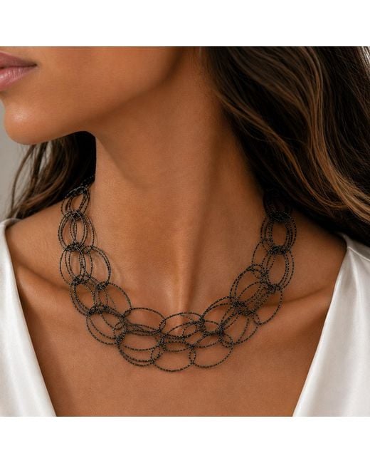 Persia Dona Jewelry Black Italian Oval Necklace
