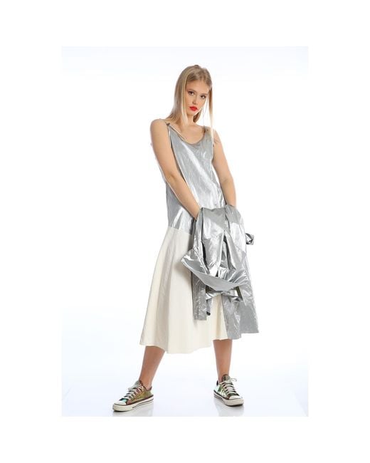 Silvia Serban Gray Adjustable Braces Dress –