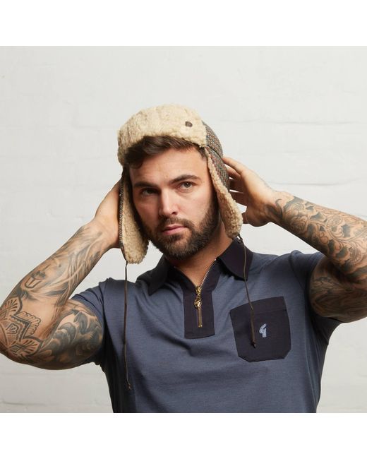 Dasmarca Hats Natural Mylo Italian Tweed Wool Trapper Hat With Earflaps Heather for men