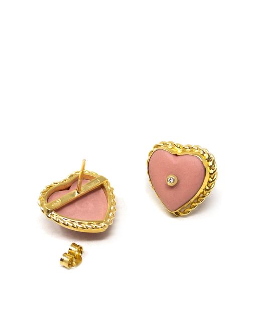 Vintouch Italy Pink Lovelight-Plated Heart Stud Earrings