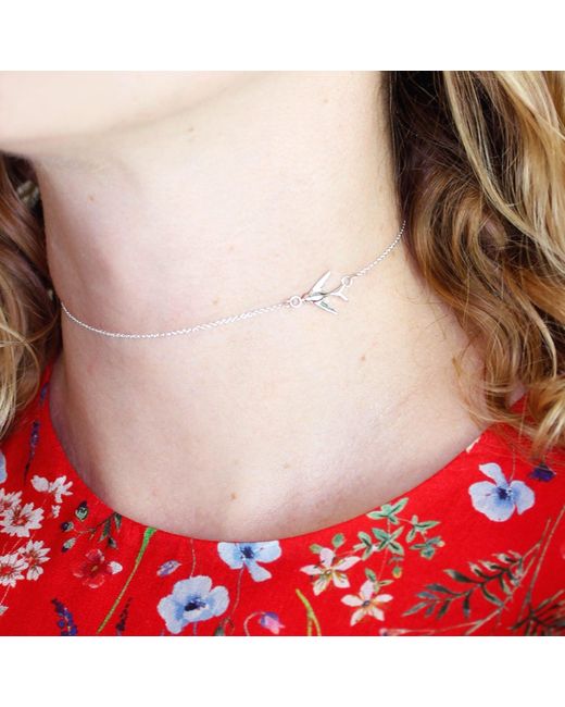 Lee Renee Multicolor Swallow Choker Necklace Silver