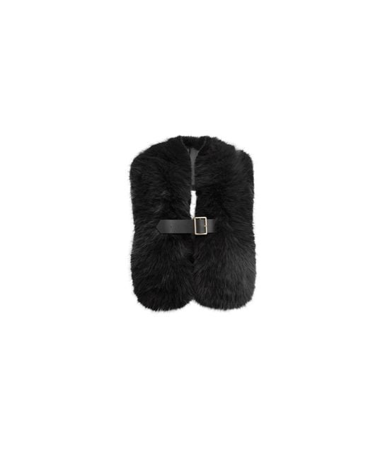 James Lakeland Black Buckled Faux Fur Collar