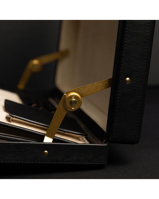 Time Resistance Black Leather Attaché Case Briefcase for men