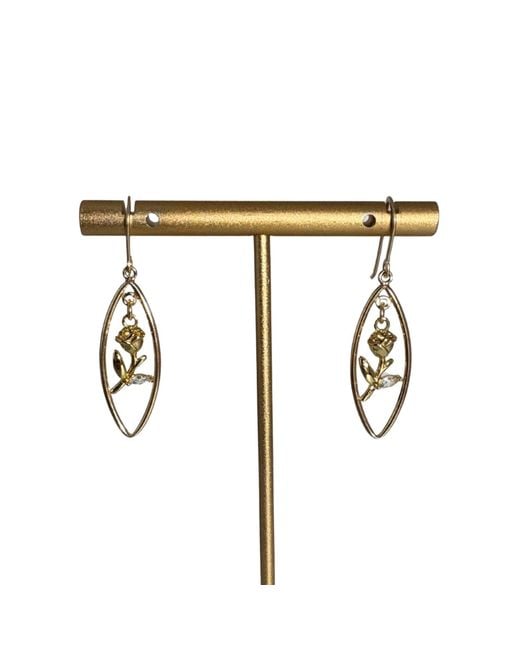 Rachel Nathan Metallic Classic Hook: Marquise Hoop & A Single Rose Earrings
