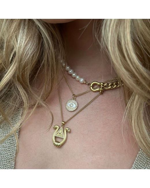 Rachel Nathan Metallic Mother Of Pearl Eye Necklace