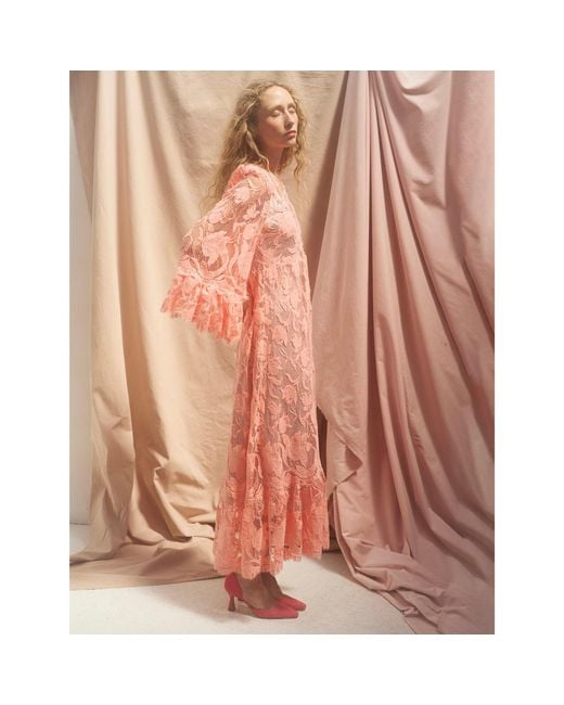 Lisa The Label Pink Magnolia Lace Dress With Silk Slip Lining
