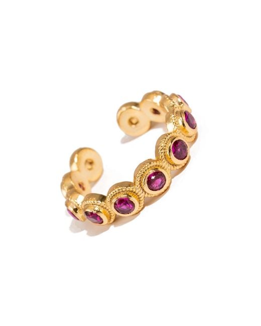 Ebru Jewelry Metallic Ruby Passion Adjustable Plated Stackable Ring