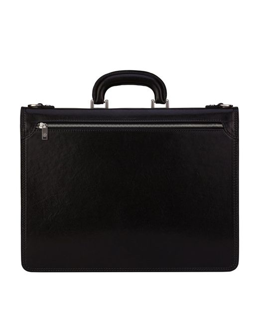 Time Resistance Black Leather Briefcase for men