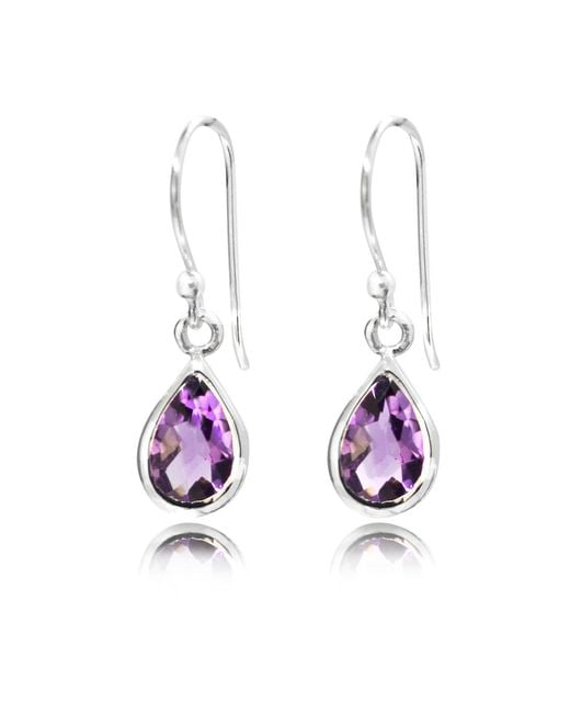 The Jewellery Store London Purple Faceted Amethyst Teardrop Dangle Earrings