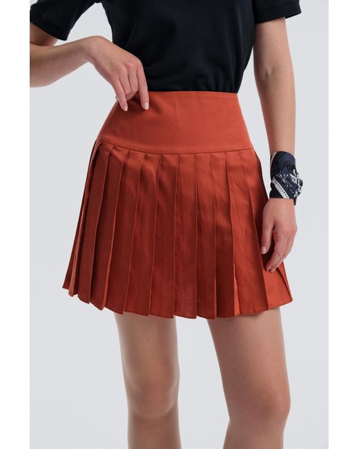 Baltér Orange Sifnos Terre Cotta Pleated Skirt