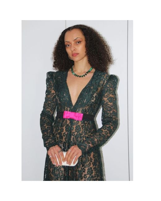Couture to Your Door Green Sheer Lace Gothic Maxi Dress