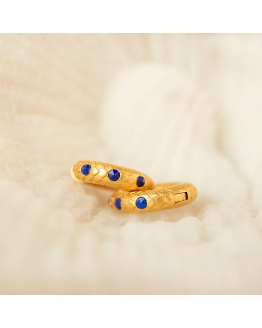 Claire Hill Designs Metallic Art Deco Lapis Lazuli Huggie Earrings