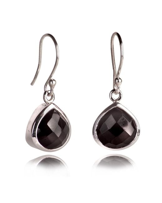 The Jewellery Store London Brown Pear-Shaped Onyx Earrings