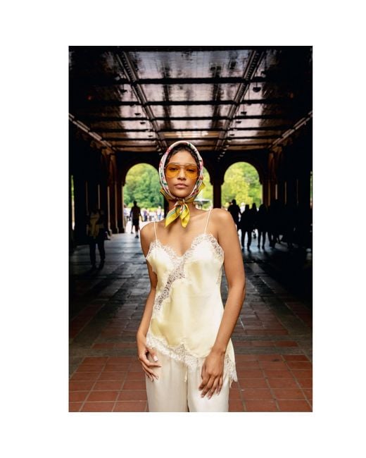 Jessie Zhao New York Pink Neutrals Limoncello Jardin Double Sided Silk Scarf