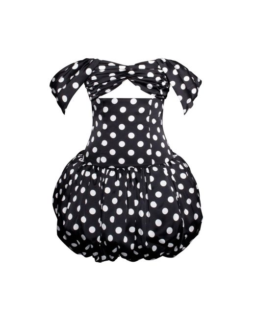 Miss Circle New York Black Umika Polka Dots Bubble Hem Mini Dress