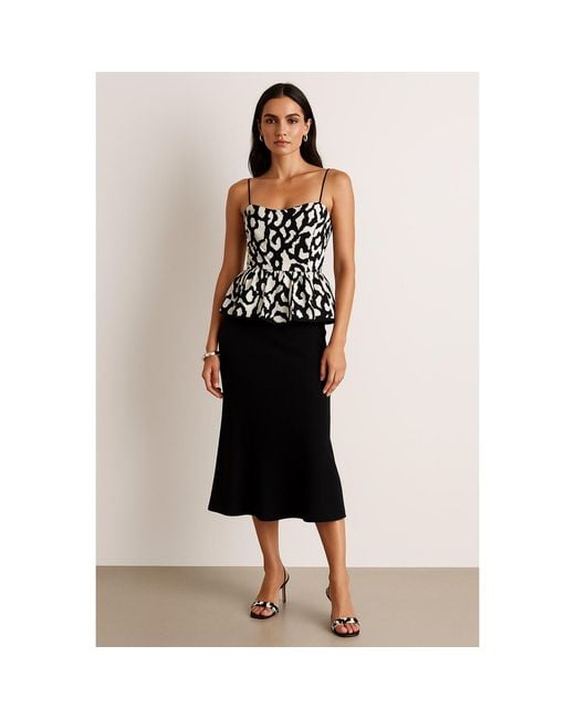 2KStyle Black Donna Bias-Cut Crepe Midi Skirt