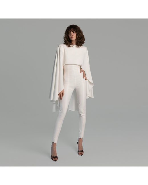 Sanctumum White Oleon Cape Jumpsuit