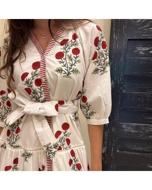 Pick Happy White Botanica Maxi Cotton Dress Rouge