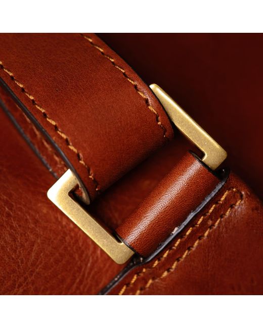 Time Resistance Brown Cognac Leather Sling Bag Chest Bag for men