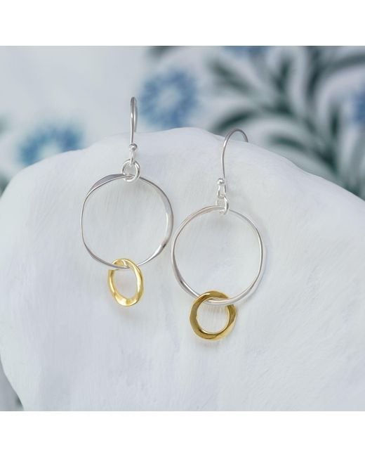 Isla Silver Metallic Handmade Two Tone & Loop Earrings