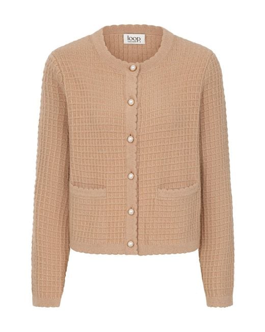 Loop Cashmere Natural Neutrals Crew Neck Cardigan