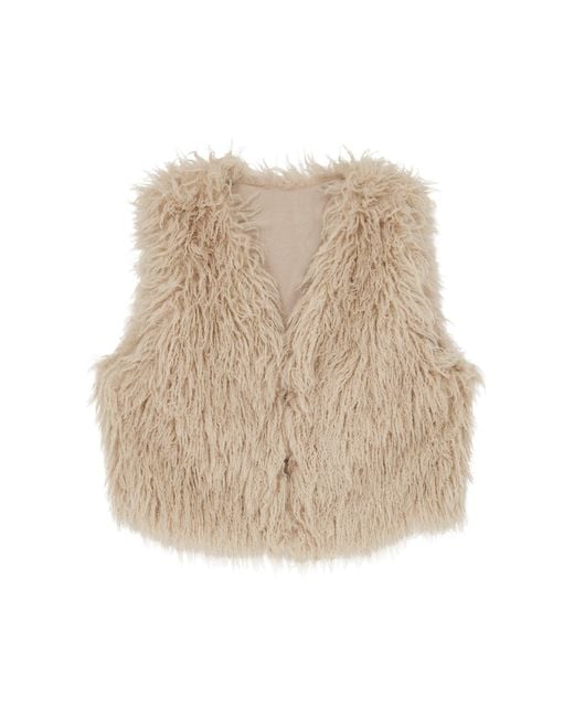 Little Lies Natural Neutrals Penny Lane Faux Mongolian Fur Gilet