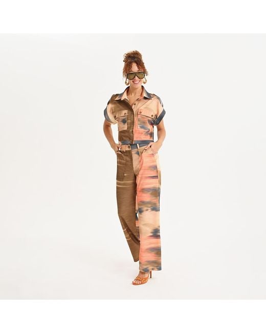 Lalipop Design Orange Soft Drape Straight-Leg Pants